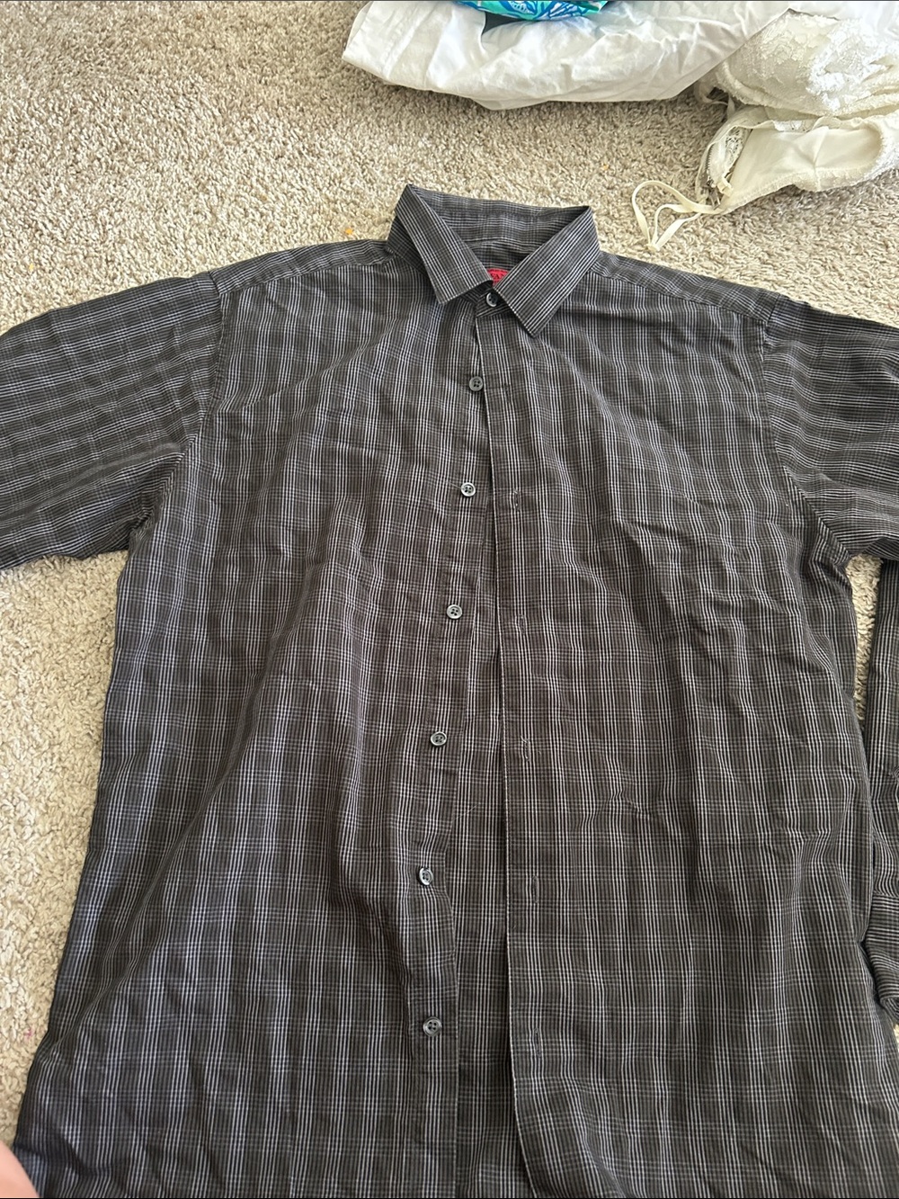 Alfani Men's Charcoal Plaid Button-Down Shirt